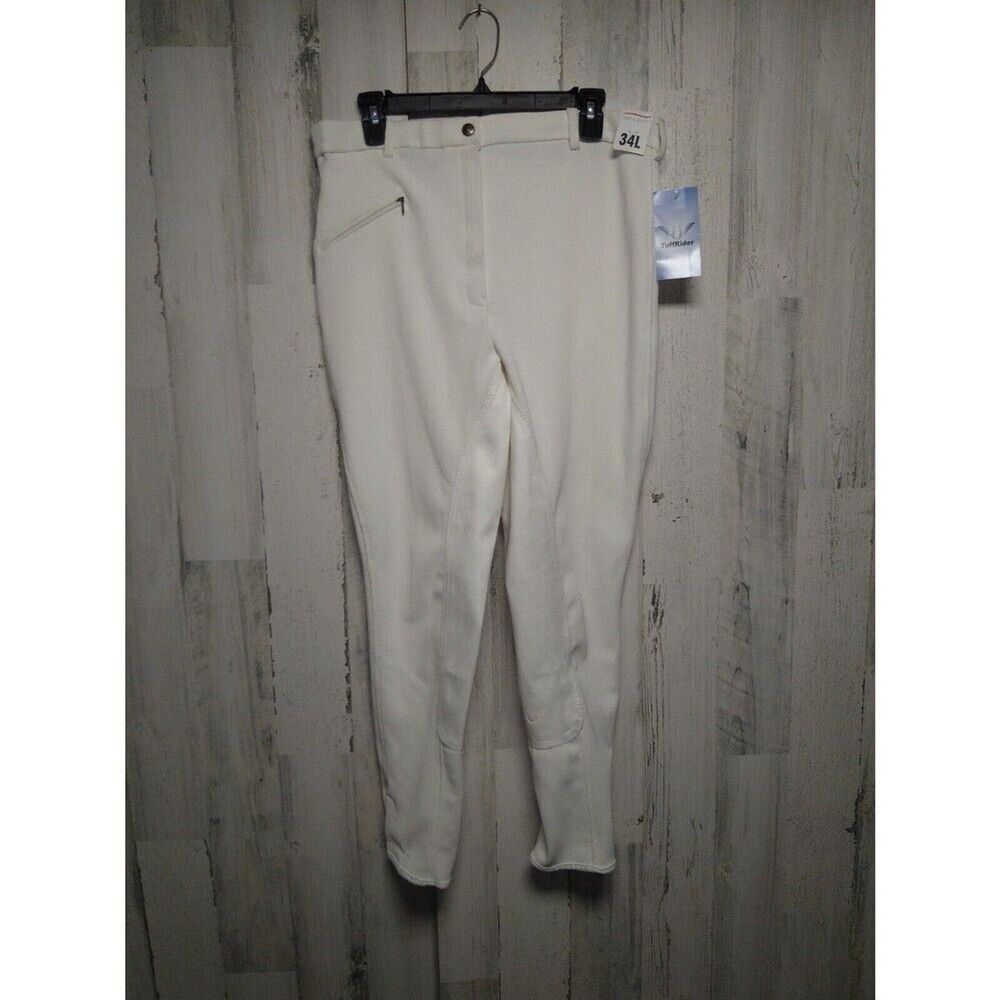 Let's Ride Women’s 34L White Tuffrider Ribbed Full Seat Breeches
